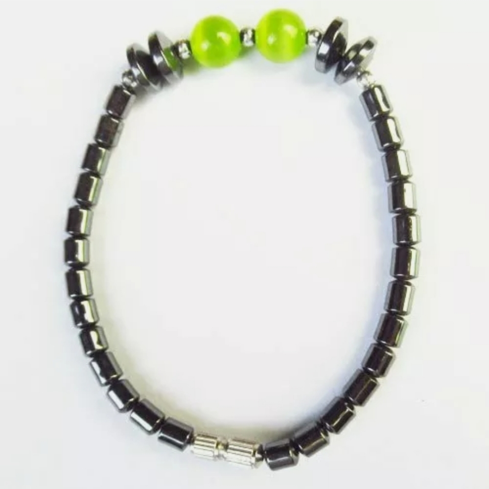 Green Cat Eye & Black Hematite Healing Bracelet